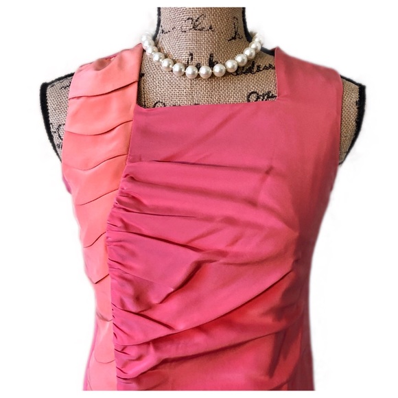 DAVID YO Pink Peach Ruched Silk Cocktail Party Dress NWT - Picture 3 of 5